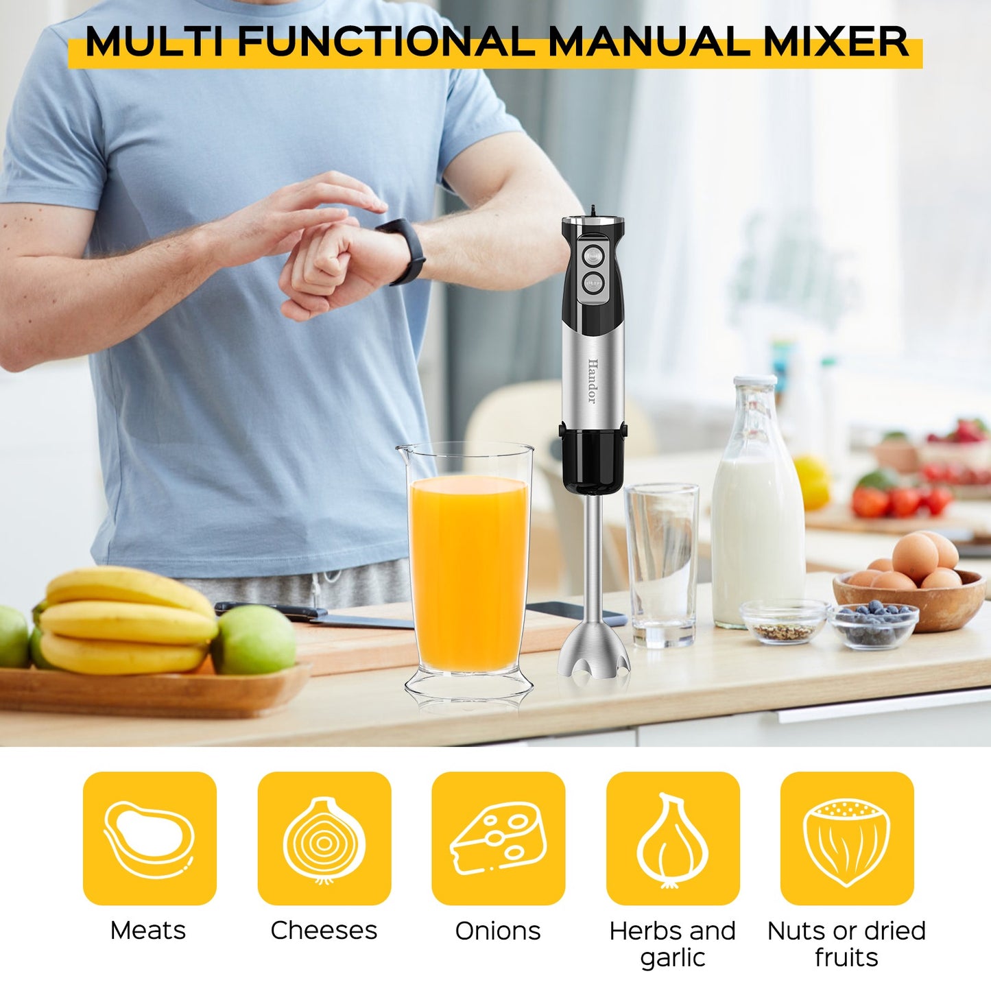 Portable Electric Hand Blender - 1 Pc Multifunctional Kitchen Tool