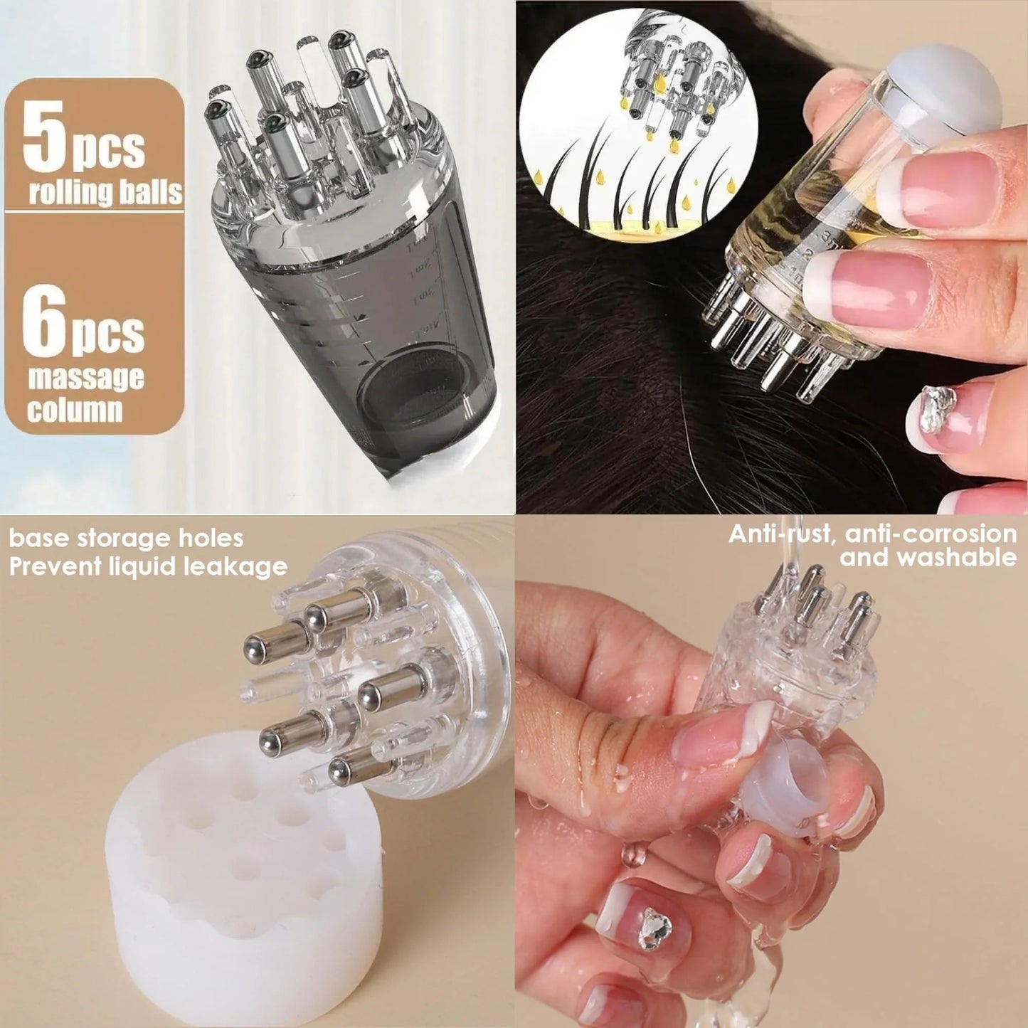 Hair Oil Applicator Bottle Scalp Massager